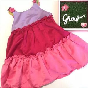 Gymboree baby kids girls Satin tiered tank party dress pink purple flower 6-12 9